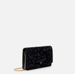 Borsa a tracolla in raso lettering