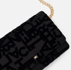 Borsa a tracolla in raso lettering