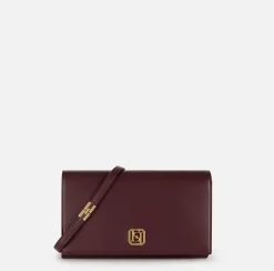 Borsa baguette in nappa con placca logo