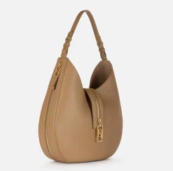 Borsa hobo grande in materiale effetto pelle con zip