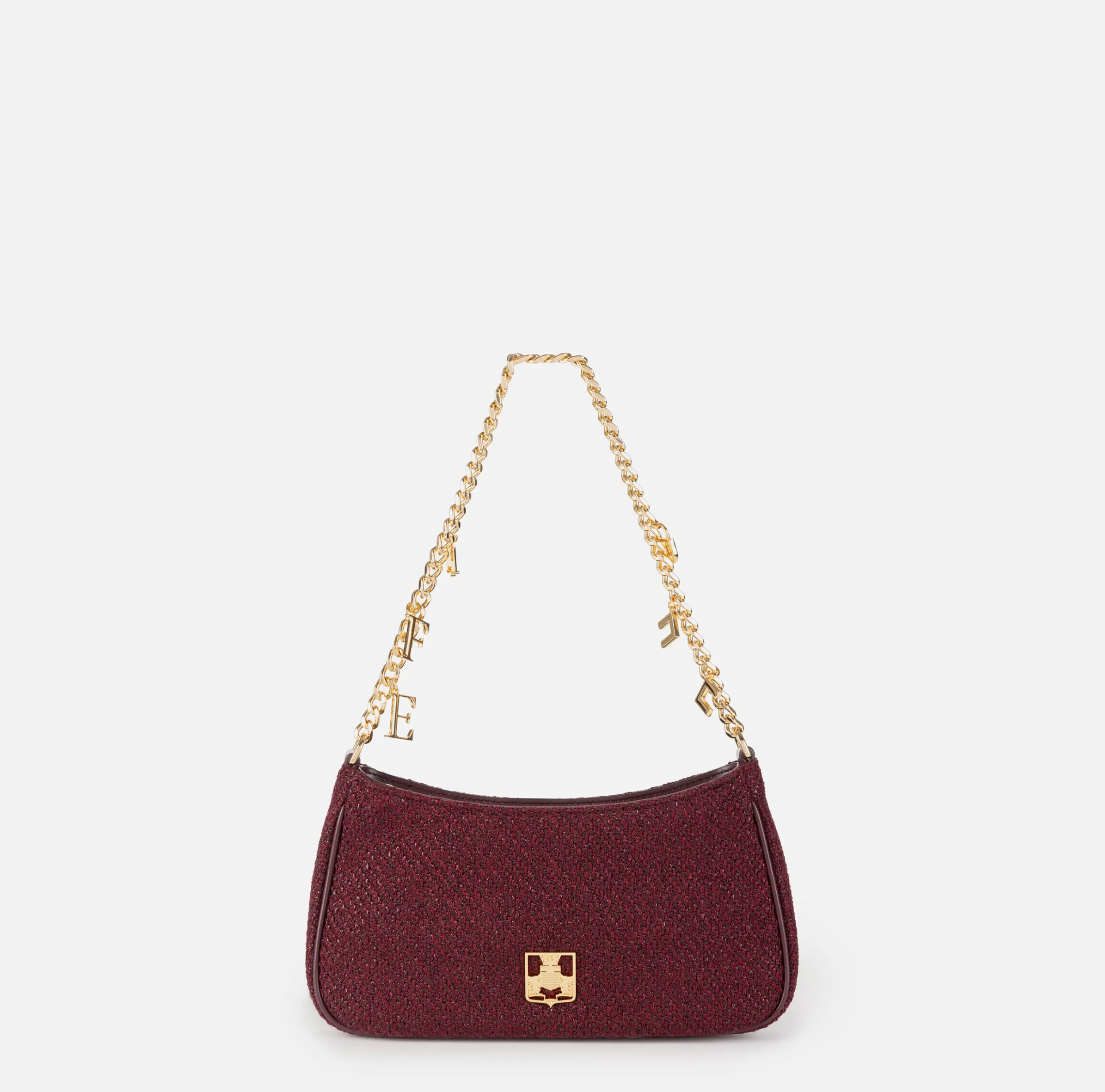 Borsa hobo in tessuto con tracolla charms