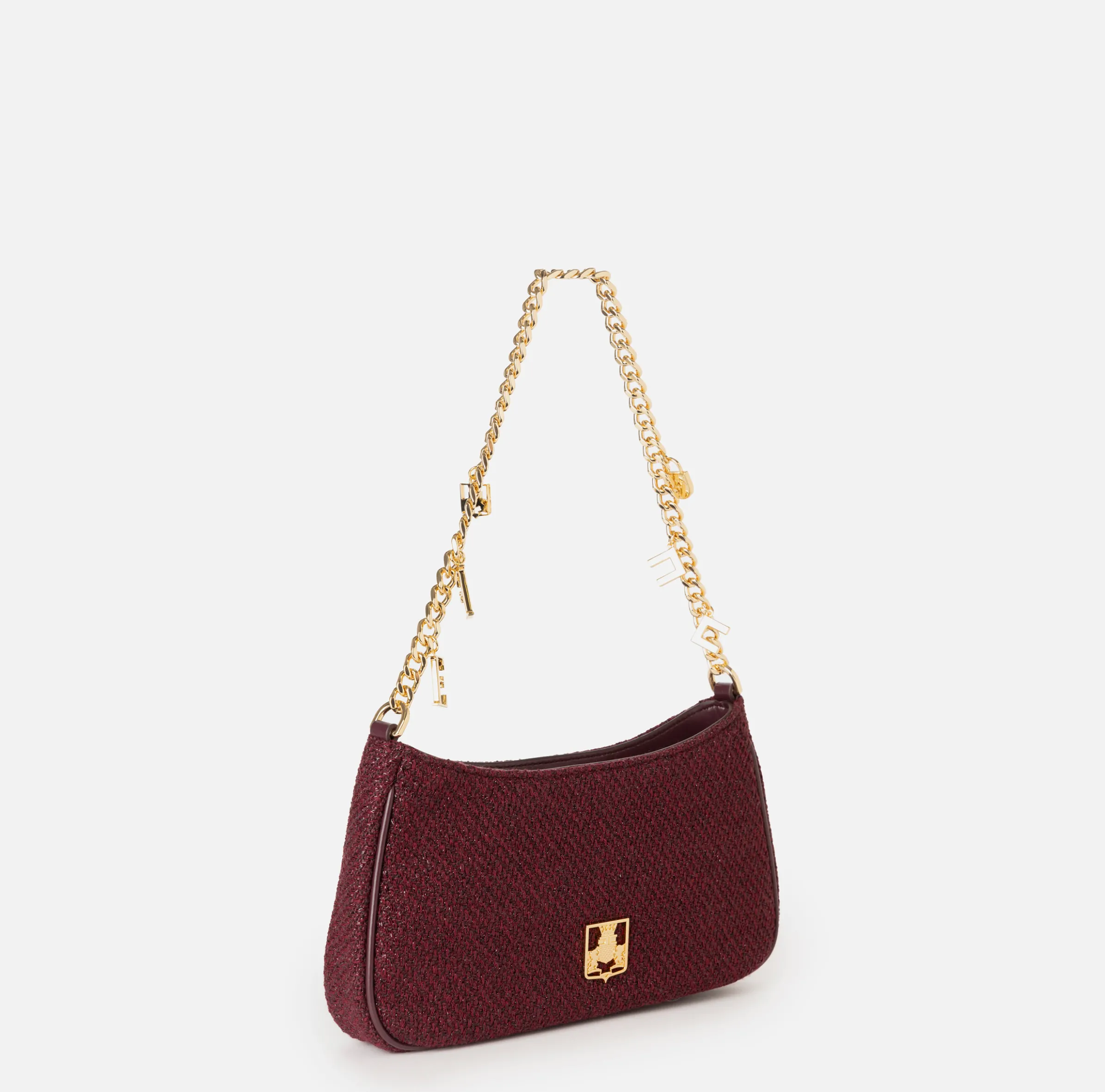 Borsa hobo in tessuto con tracolla charms