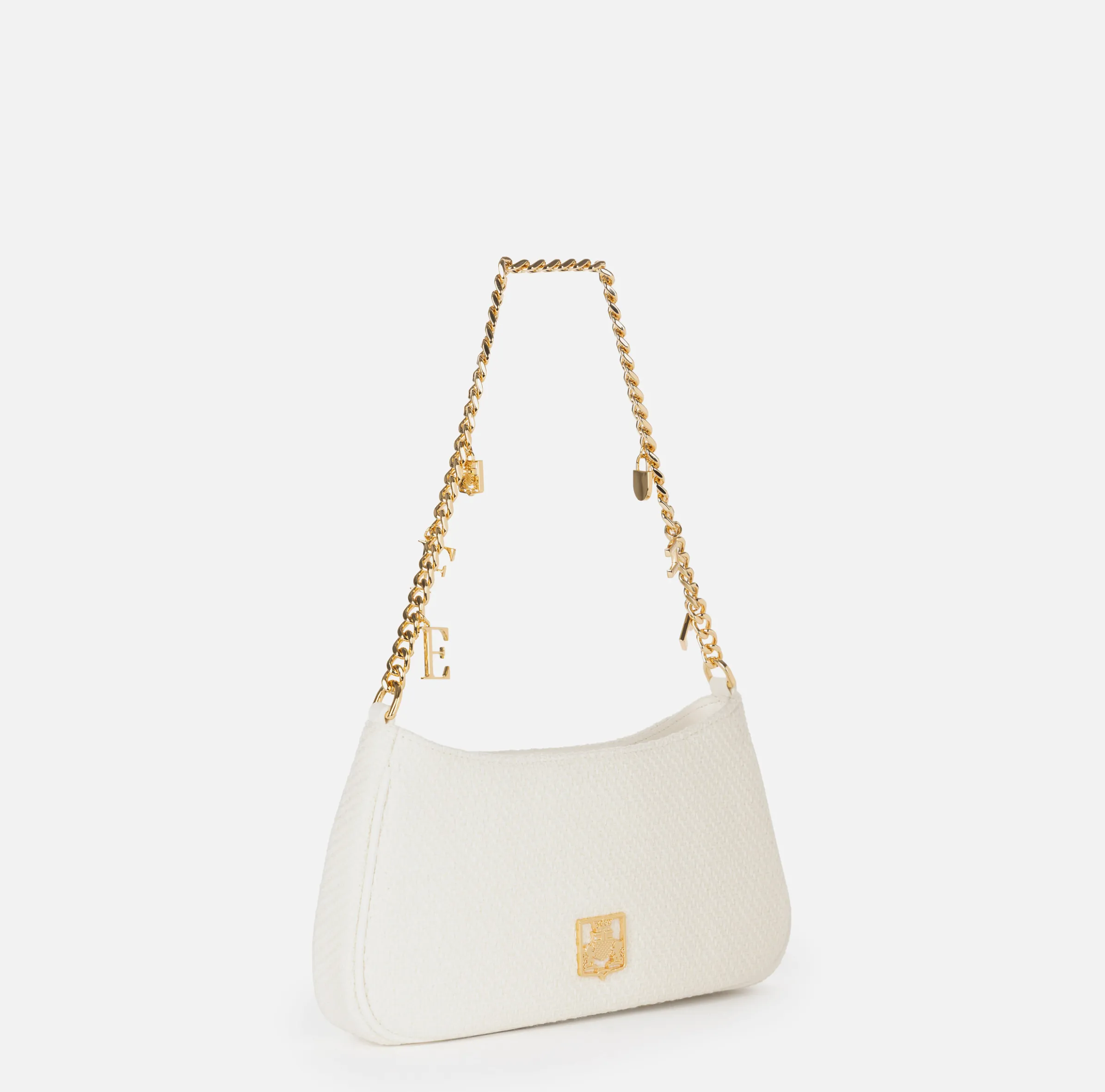 Borsa hobo in tessuto con tracolla charms