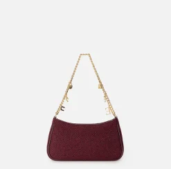 Borsa hobo in tessuto con tracolla charms