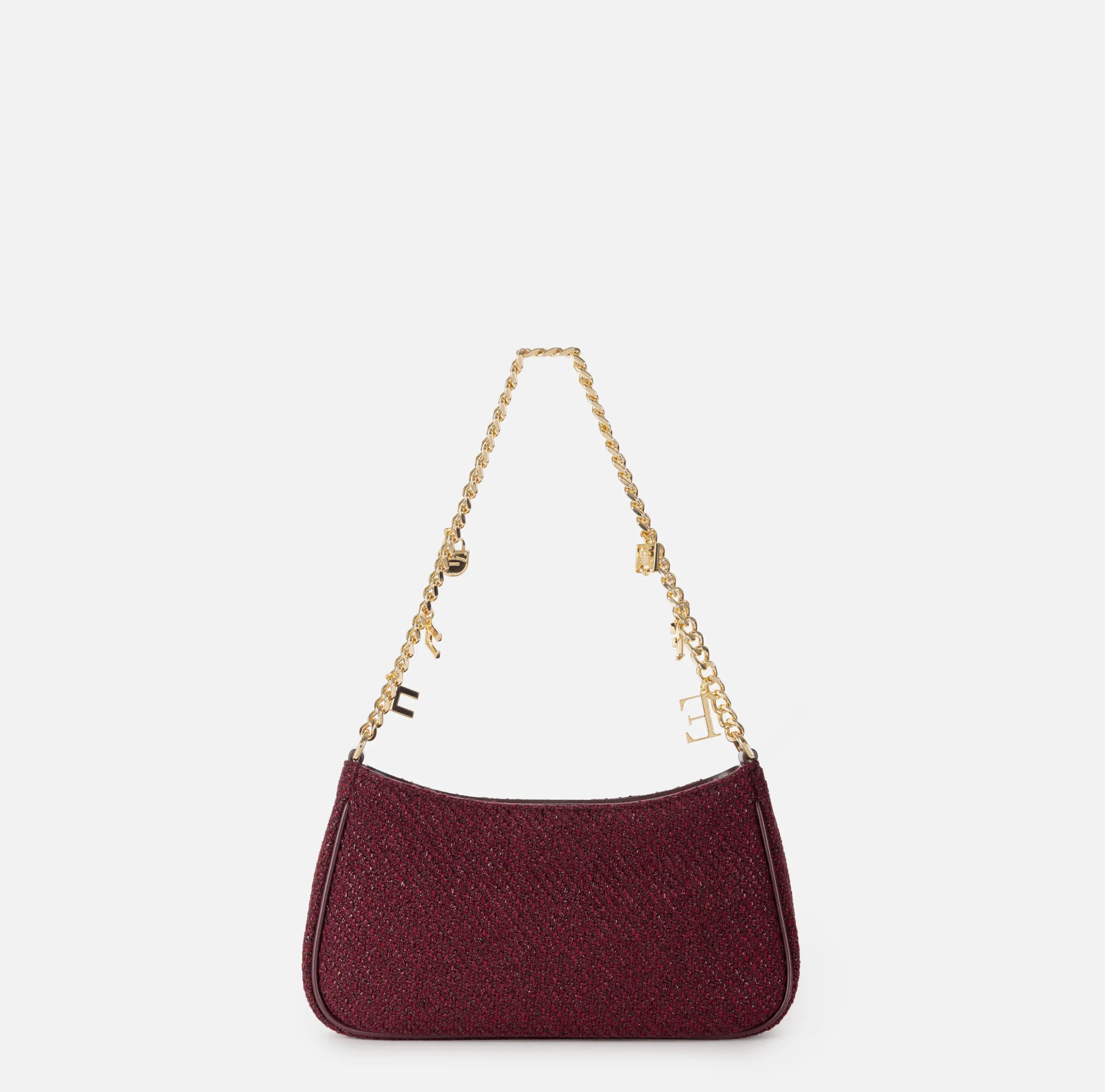 Borsa hobo in tessuto con tracolla charms