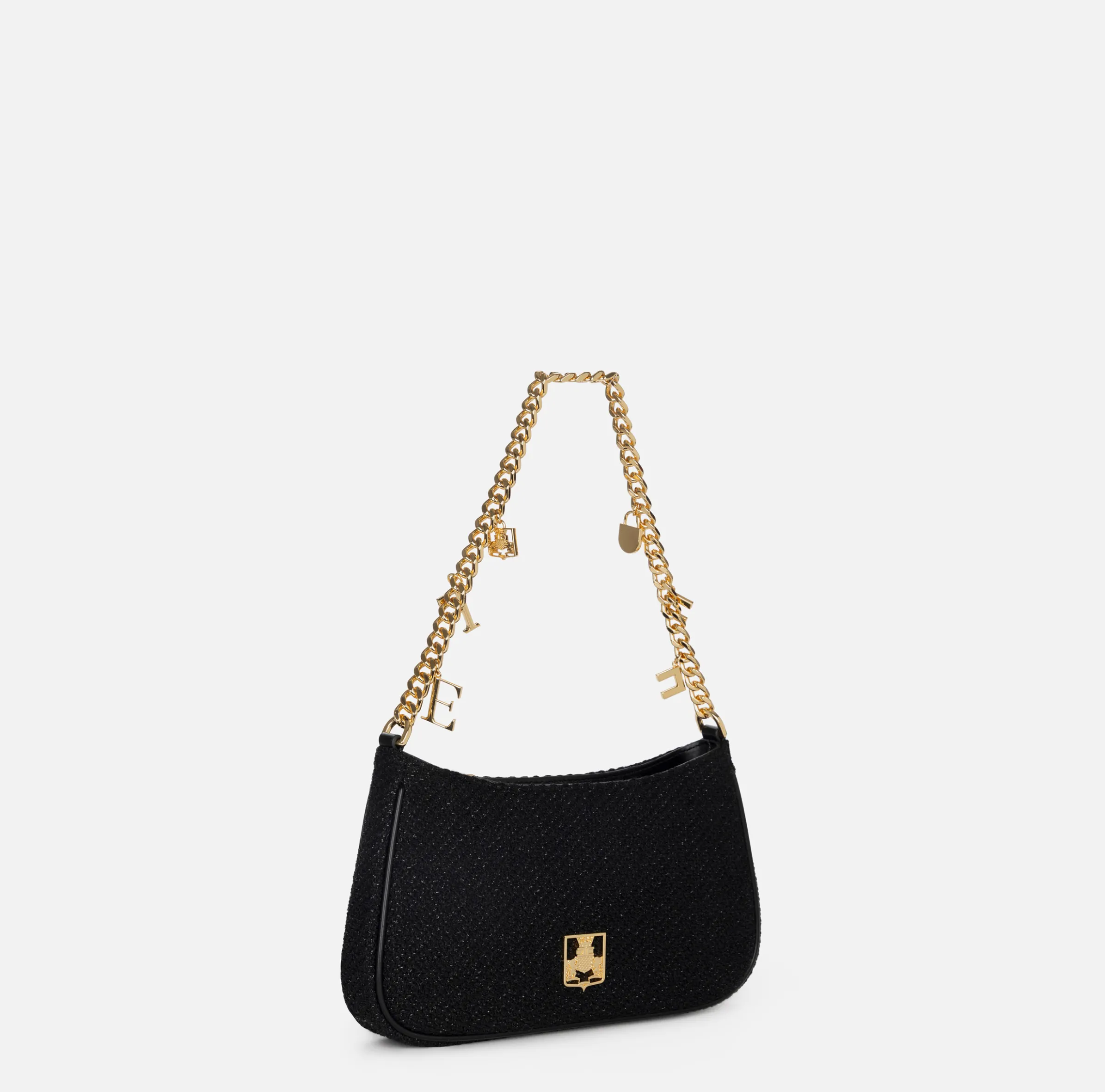 Borsa hobo in tessuto con tracolla charms