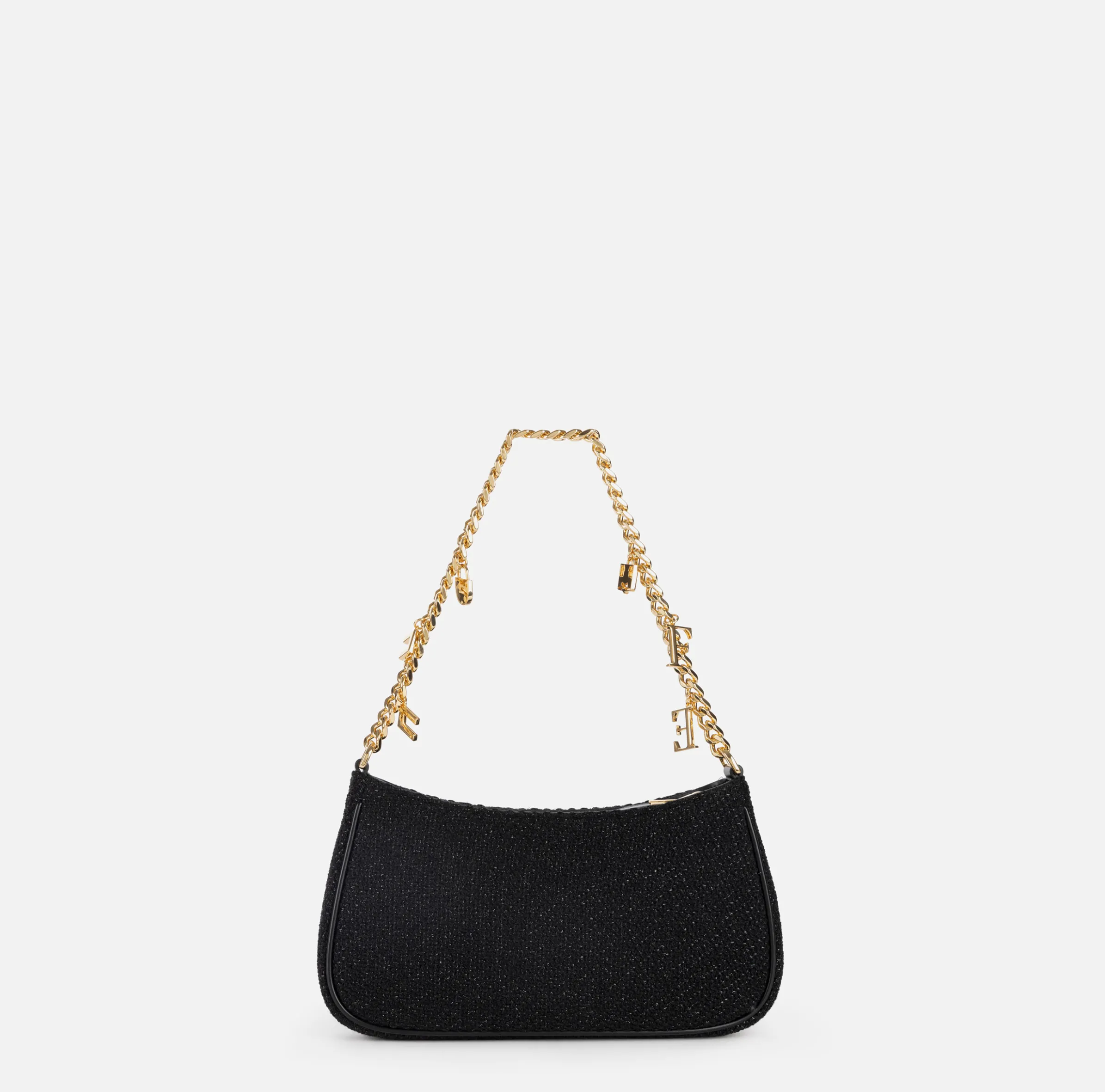 Borsa hobo in tessuto con tracolla charms