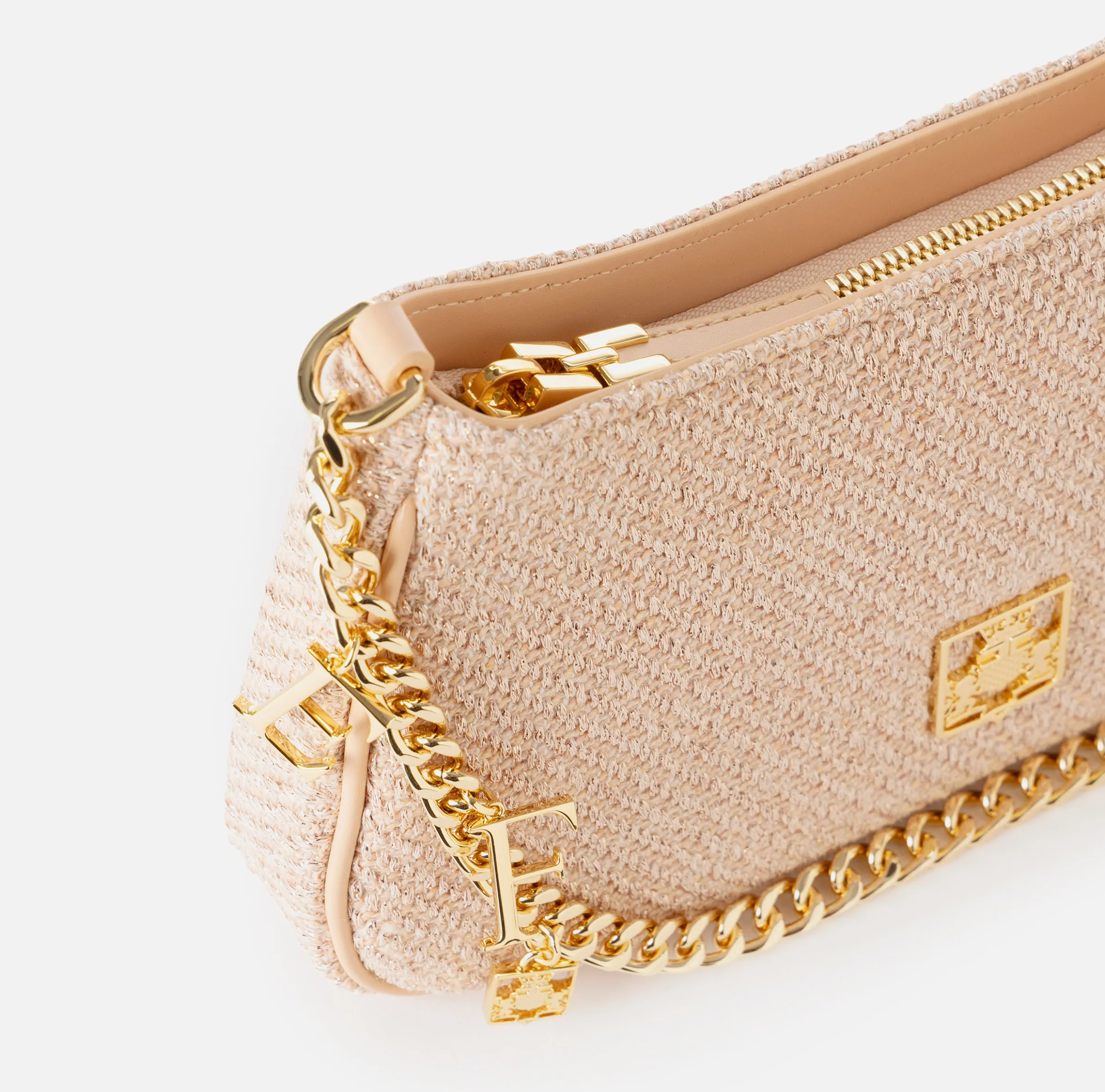 Borsa hobo in tessuto con tracolla charms