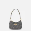 Borsa hobo in tessuto embossed con lettering