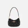 Borsa hobo in tessuto embossed con lettering