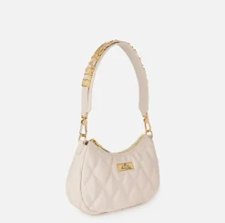 Borsa hobo in tessuto embossed con lettering