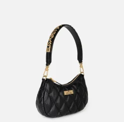 Borsa hobo in tessuto embossed con lettering
