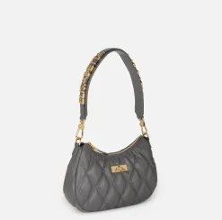 Borsa hobo in tessuto embossed con lettering