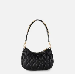 Borsa hobo in tessuto embossed con lettering