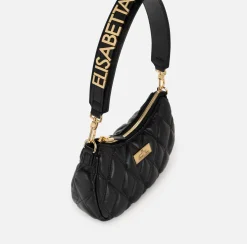 Borsa hobo in tessuto embossed con lettering