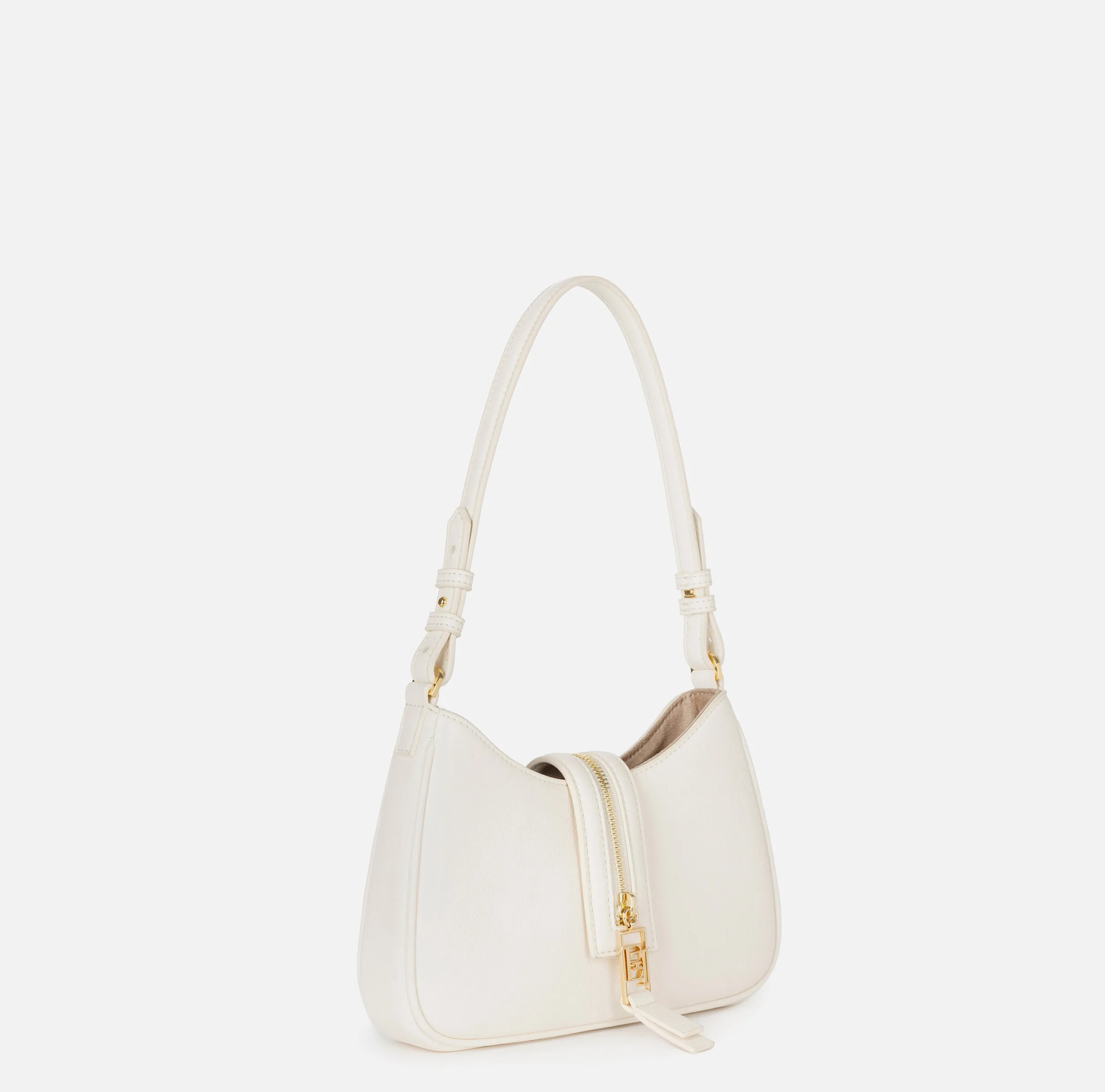 Borsa hobo piccola in materiale effetto pelle con zip