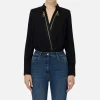 Camicia body in georgette e raso con zip
