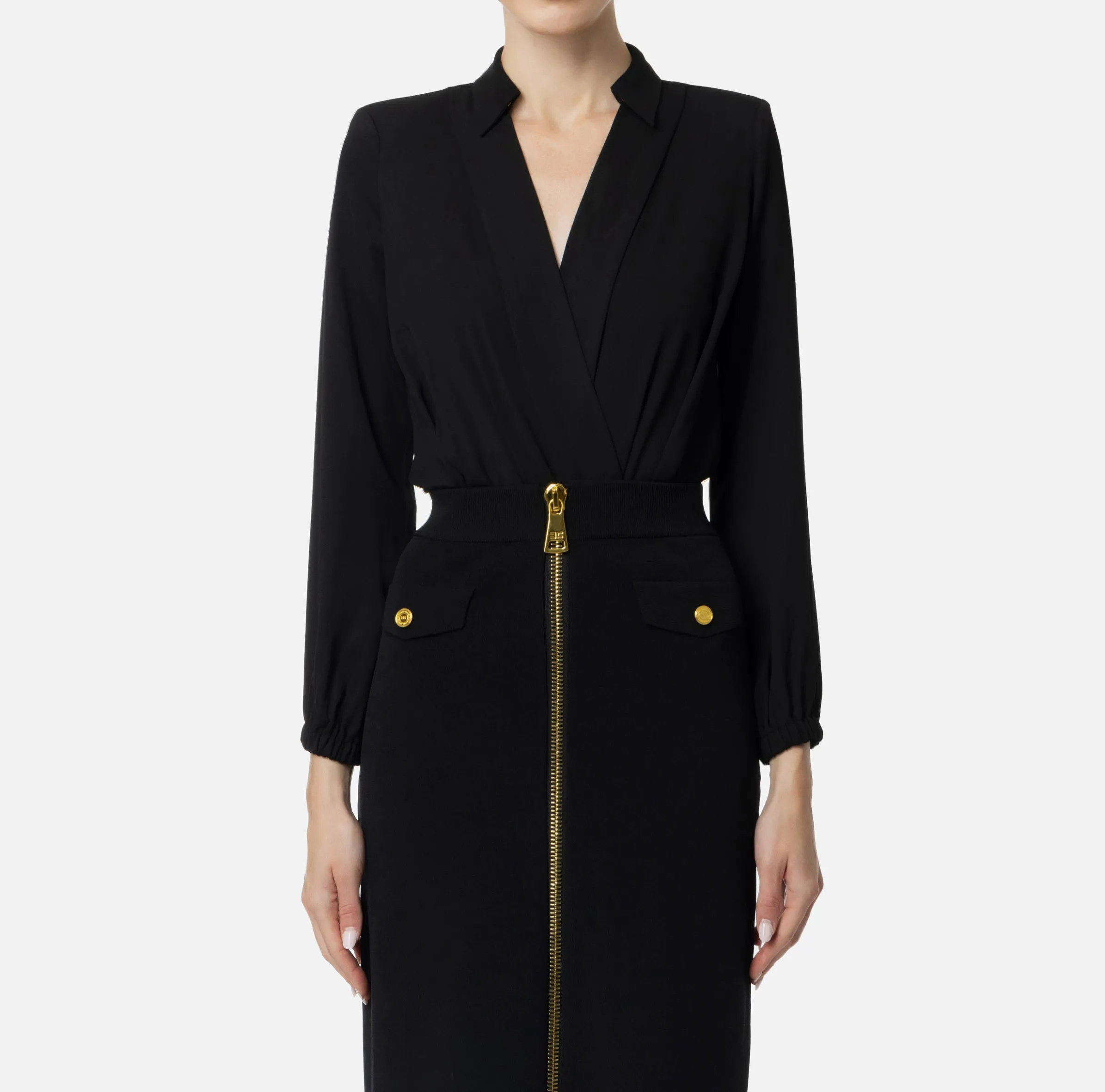 Camicia body in georgette con scollo incrociato