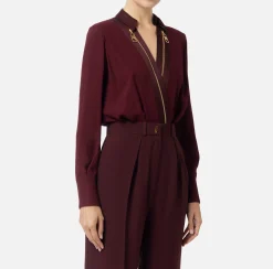 Camicia body in georgette e raso con zip