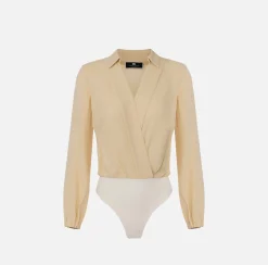 Camicia body in georgette con scollo incrociato