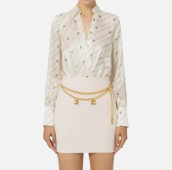 Camicia body in georgette di seta stampata