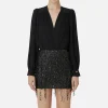 Camicia body in georgette con ricamo su spalle