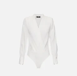 Camicia body in georgette jacquard lettering