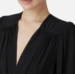Camicia body in georgette con ricamo su spalle