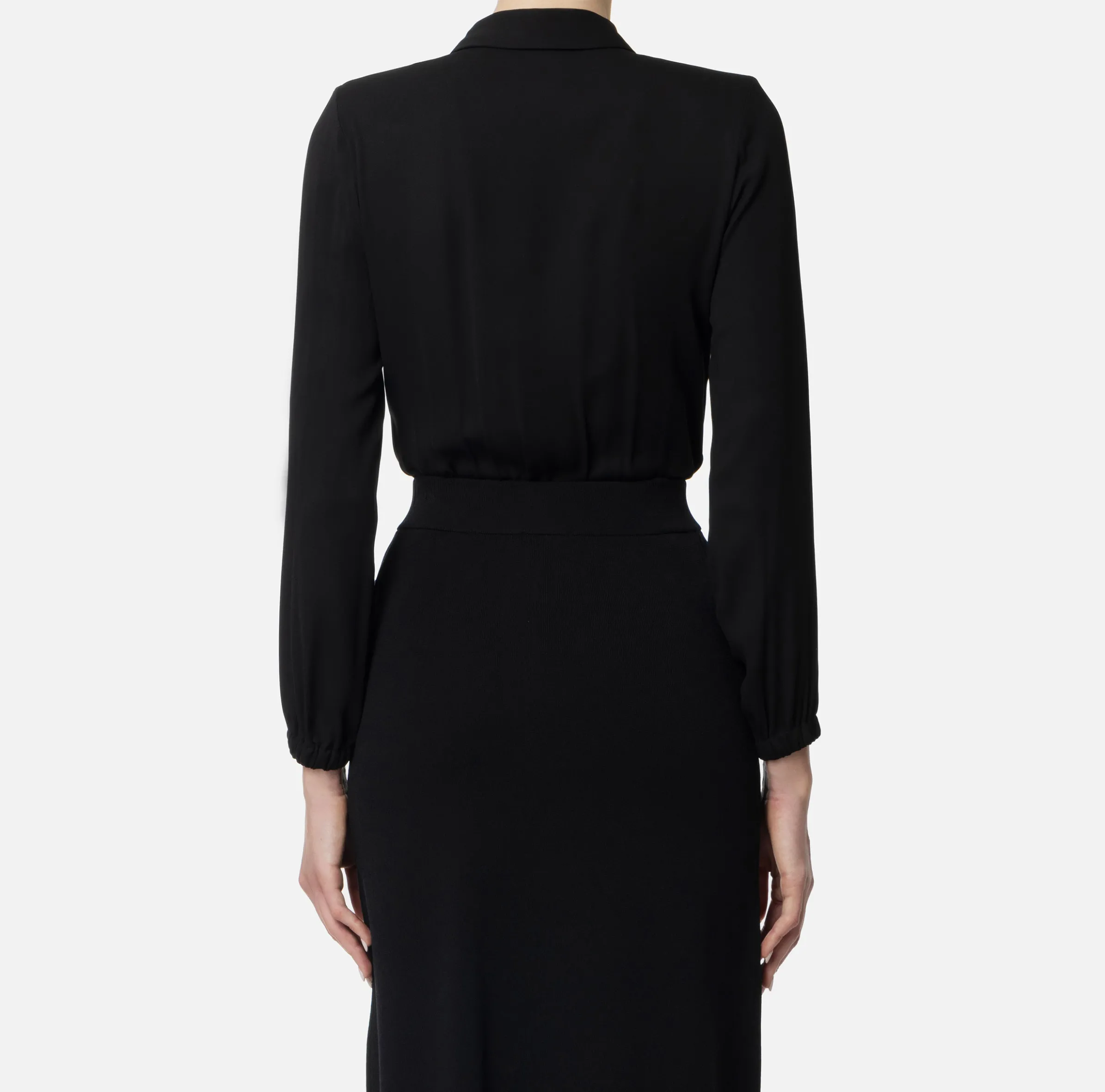 Camicia body in georgette con scollo incrociato