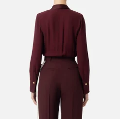 Camicia body in georgette e raso con zip