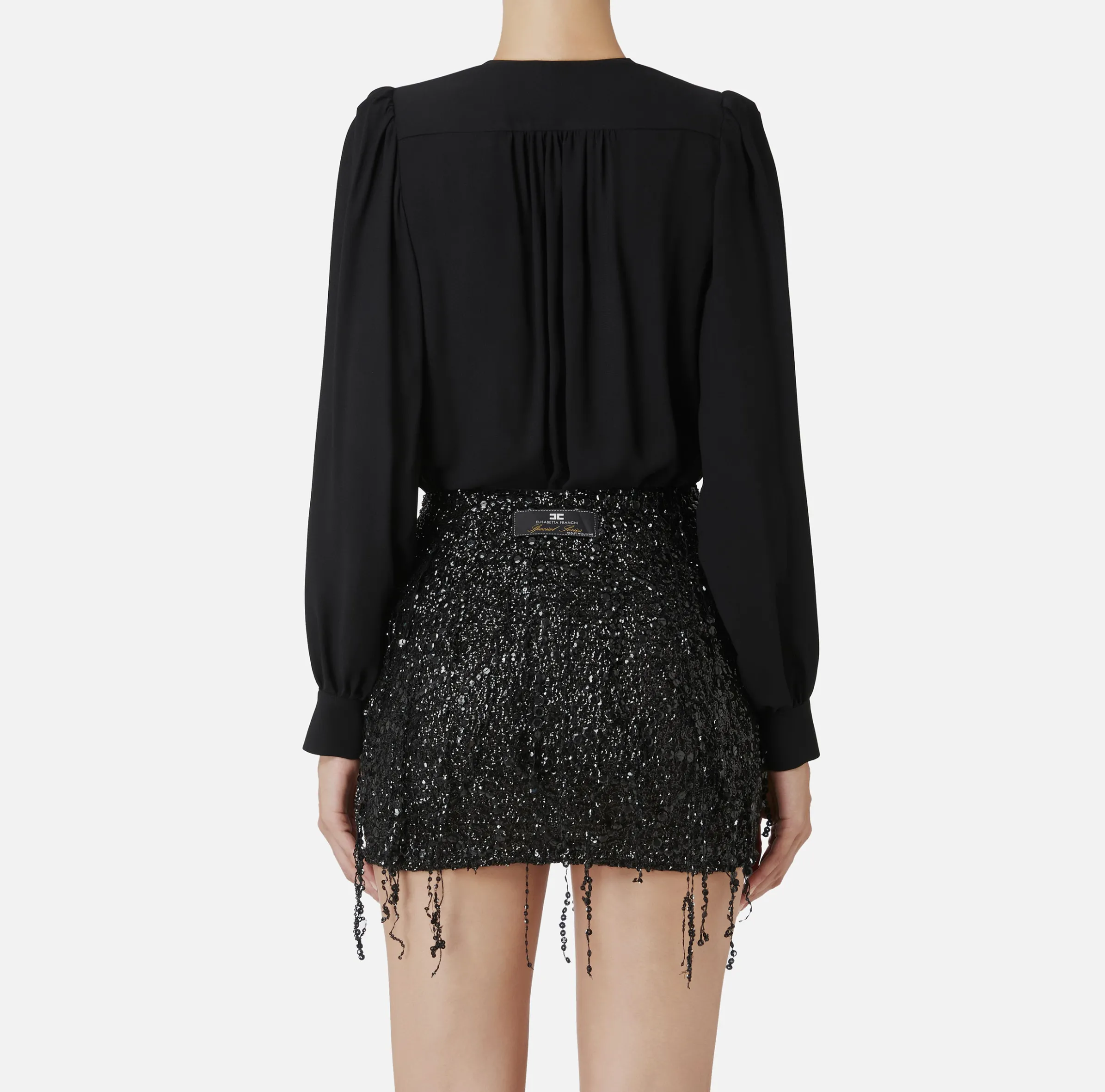 Camicia body in georgette con ricamo su spalle