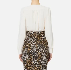 Camicia body in georgette con ricamo su spalle