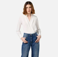 Camicia body in georgette jacquard lettering