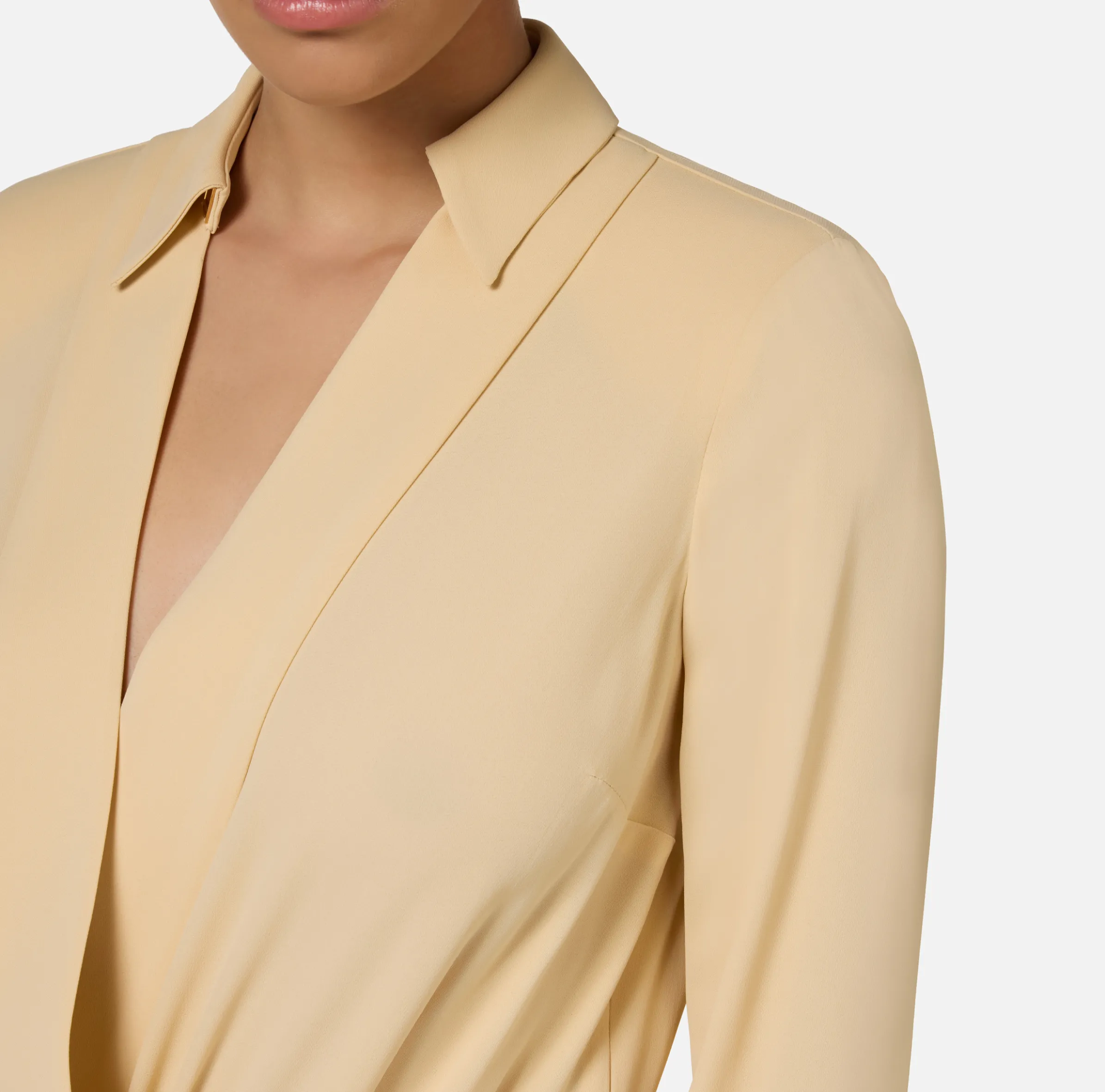 Camicia body in georgette con scollo incrociato
