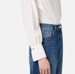 Camicia body in georgette jacquard lettering