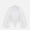 Camicia body in organza con plastron