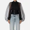 Camicia body in organza con plastron