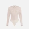 Camicia body in popeline stretch con cut-out