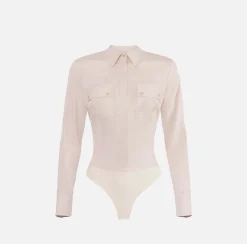 Camicia body in popeline stretch con cut-out