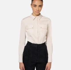 Camicia body in popeline stretch con cut-out
