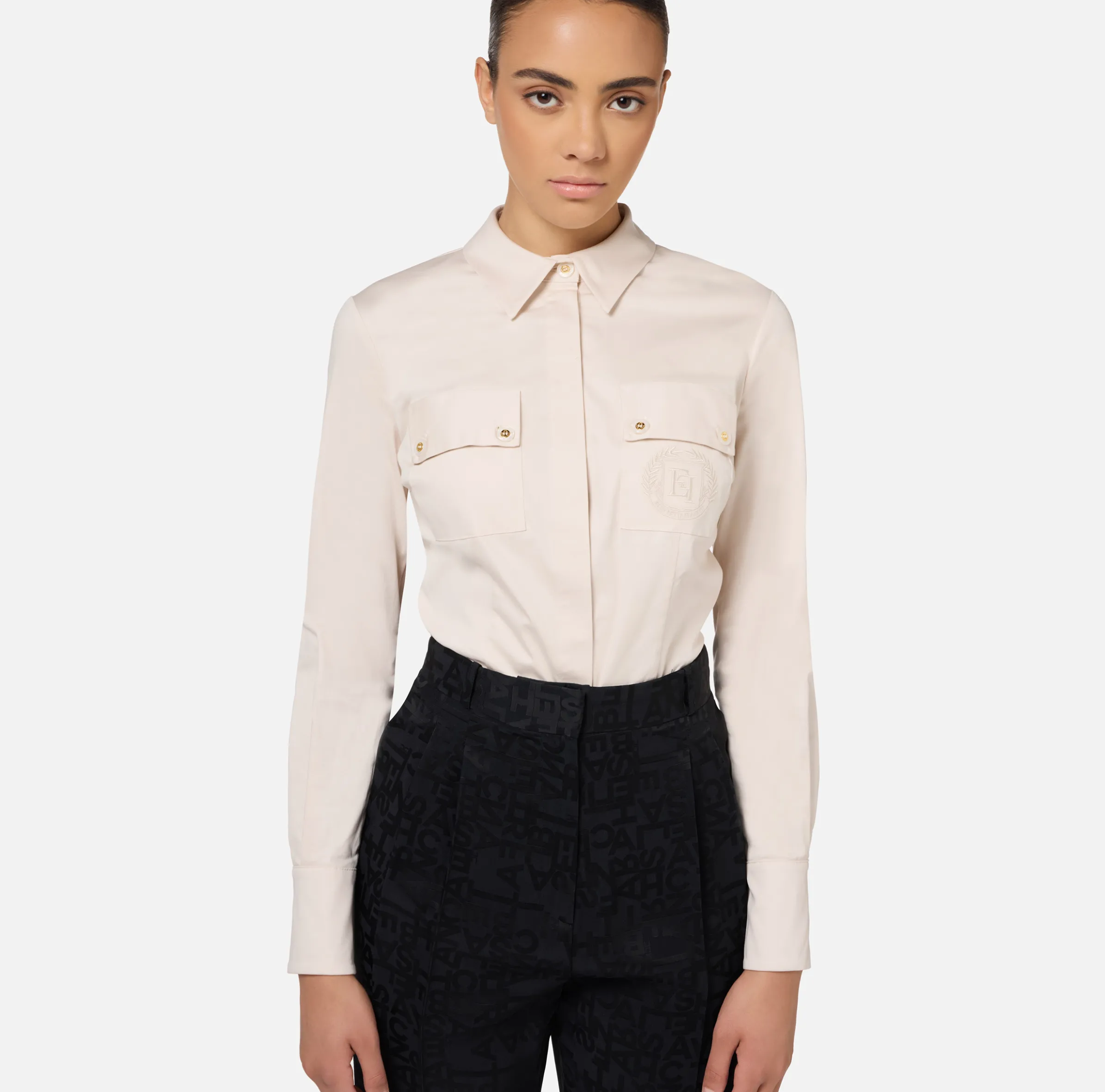 Camicia body in popeline stretch con cut-out