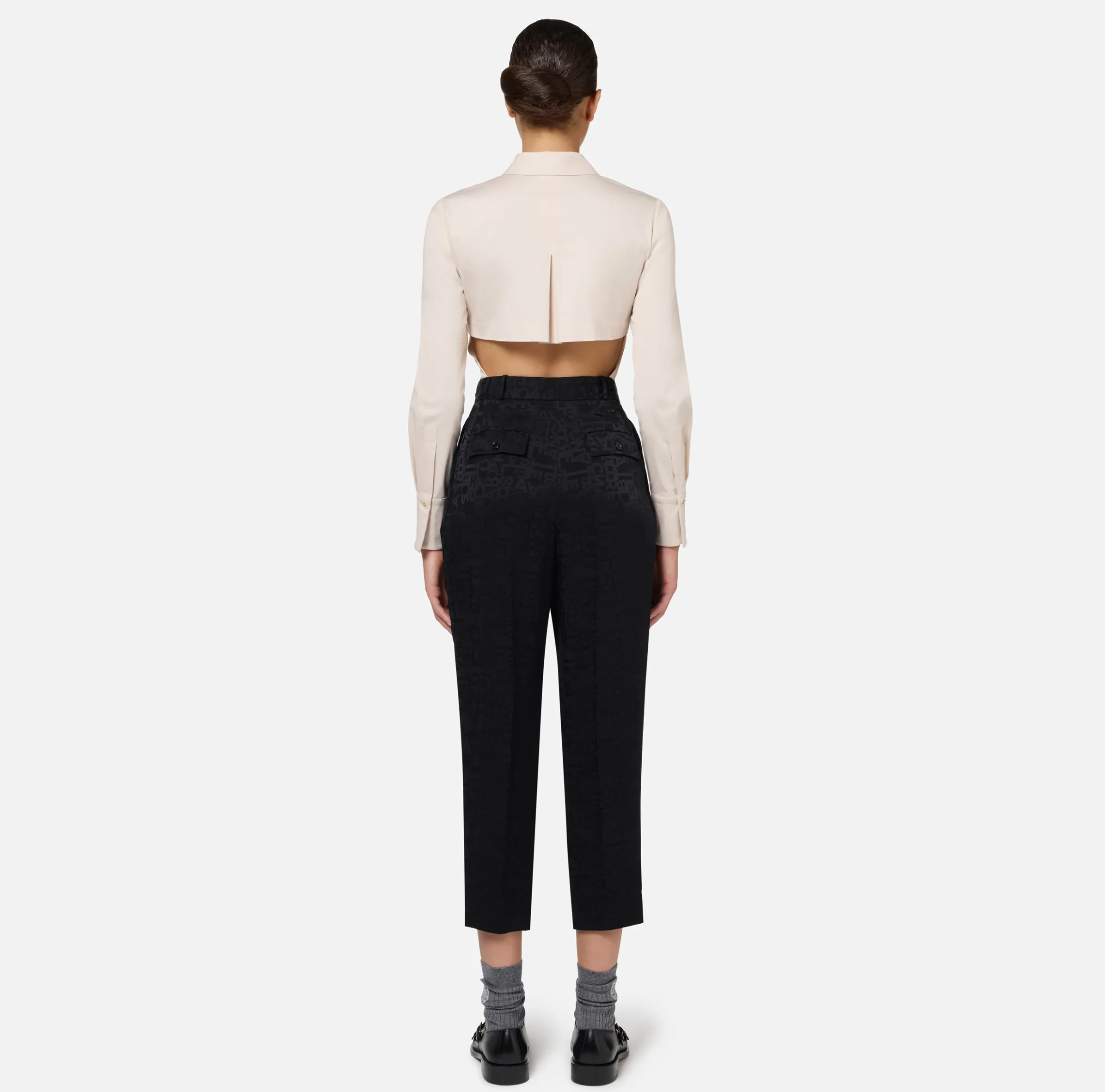 Camicia body in popeline stretch con cut-out