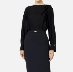 Camicia body in raso jacquard con collana
