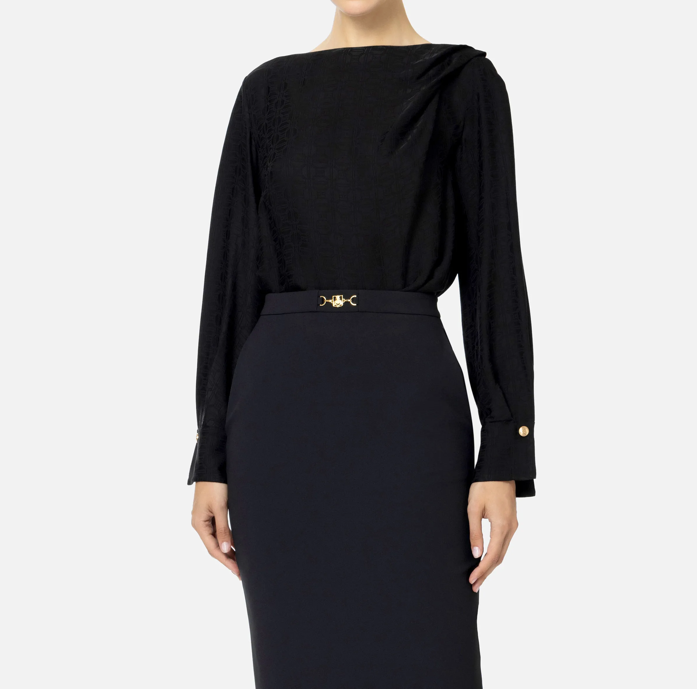 Camicia body in raso jacquard con collana