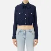 Camicia cropped in georgette con foulard