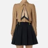 Camicia cropped in georgette stampa rombo con foulard