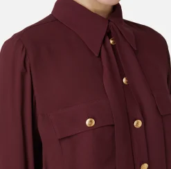 Camicia cropped in georgette con foulard