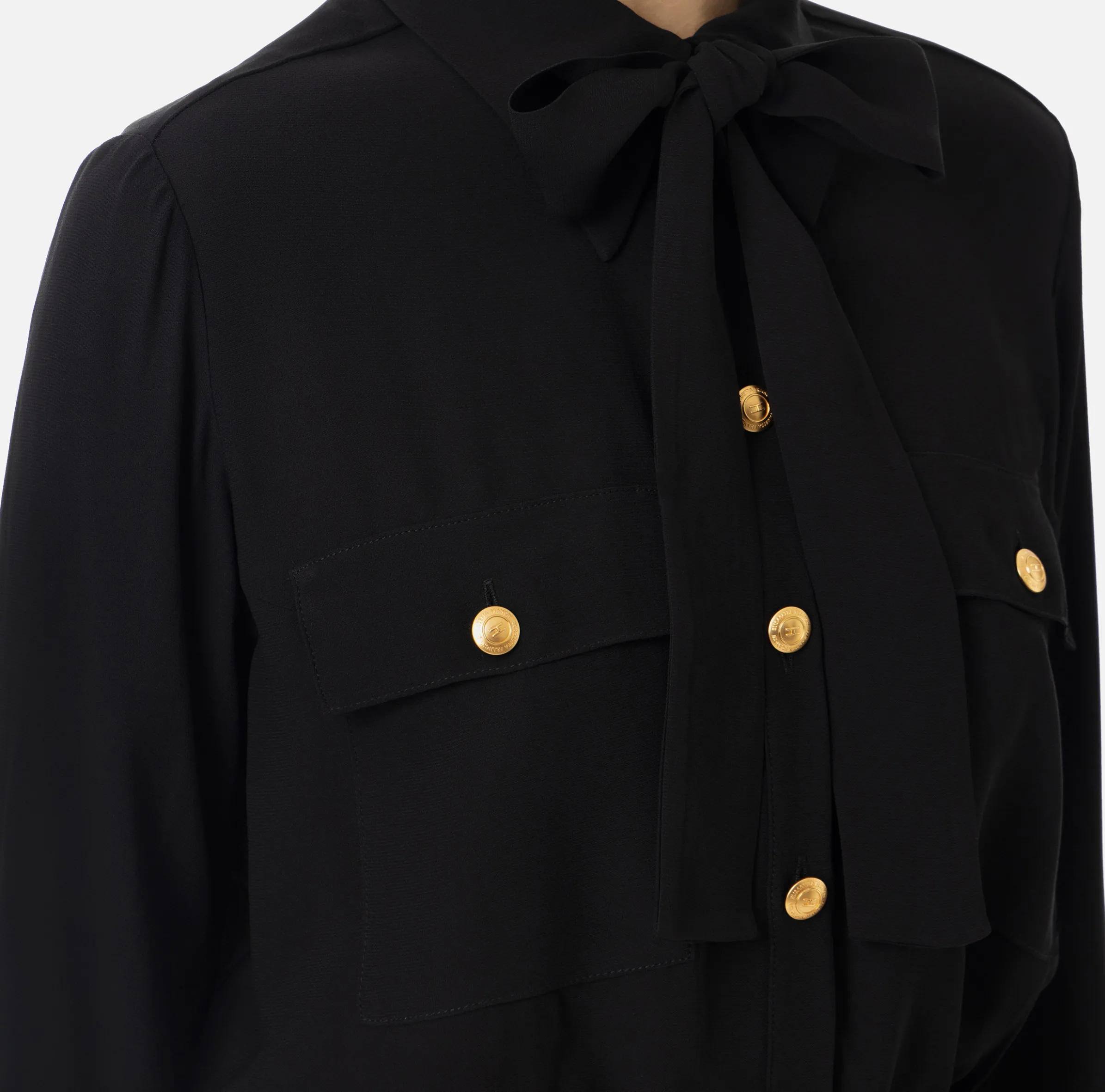 Camicia cropped in georgette con foulard