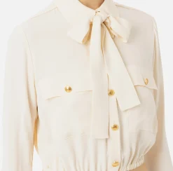 Camicia cropped in georgette con foulard