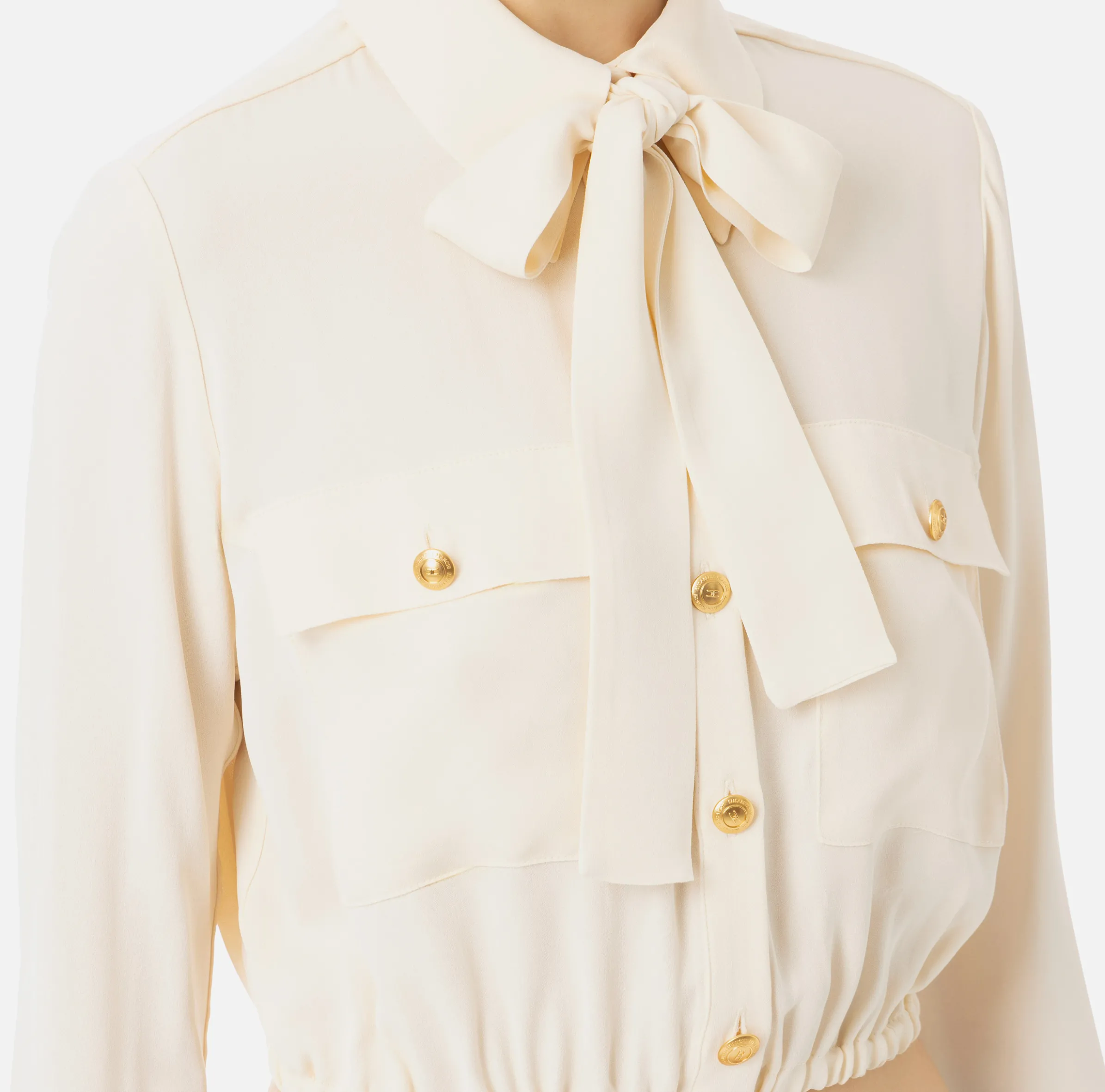 Camicia cropped in georgette con foulard